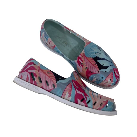 Sperry Top-Sider Rubber MENS SZ 8  Multicolored Leaf Print Slip-On Shoes - Picture 3 of 10